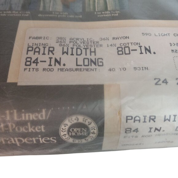 Sears 3-In-1 Lined Rod-Pocket Draperies Pair 80" x 84" Light Chocolate Vtg NEW - Picture 2 of 10